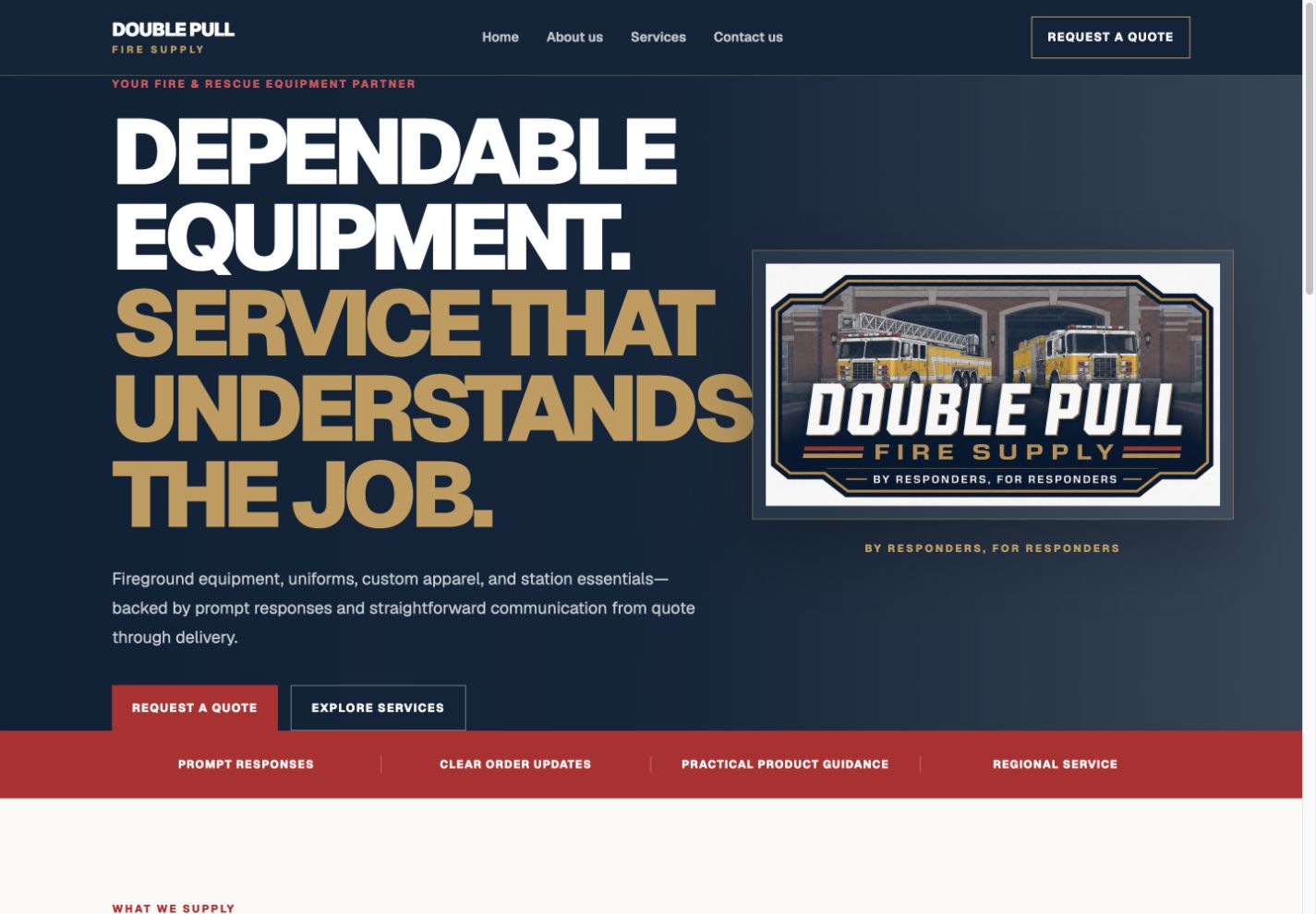 Desktop homepage preview for Double Pull Fire Supply