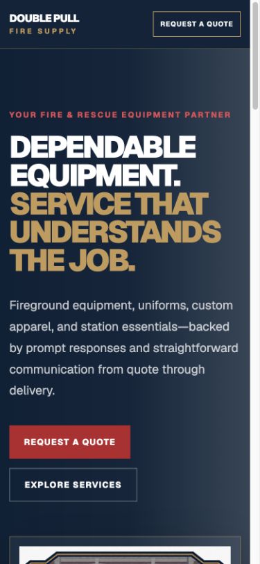 Mobile homepage preview for Double Pull Fire Supply